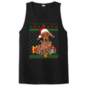 Ugly Sweater Christmas Lights Dachshund Dog Lover Gift PosiCharge Competitor Tank