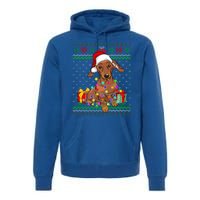 Ugly Sweater Christmas Lights Dachshund Dog Lover Gift Premium Hoodie