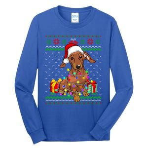 Ugly Sweater Christmas Lights Dachshund Dog Lover Gift Tall Long Sleeve T-Shirt