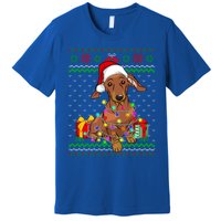 Ugly Sweater Christmas Lights Dachshund Dog Lover Gift Premium T-Shirt