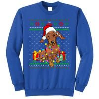 Ugly Sweater Christmas Lights Dachshund Dog Lover Gift Tall Sweatshirt