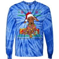 Ugly Sweater Christmas Lights Dachshund Dog Lover Gift Tie-Dye Long Sleeve Shirt