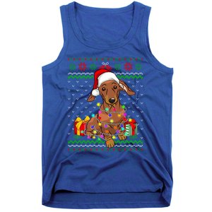 Ugly Sweater Christmas Lights Dachshund Dog Lover Gift Tank Top