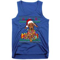 Ugly Sweater Christmas Lights Dachshund Dog Lover Gift Tank Top