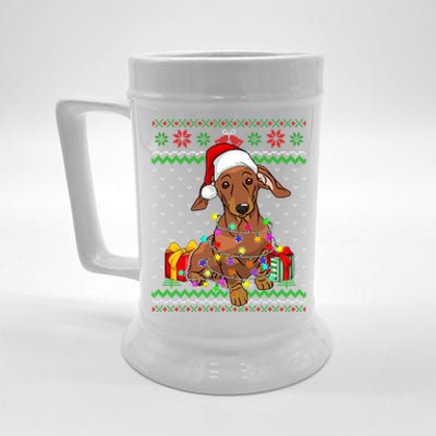 Ugly Sweater Christmas Lights Dachshund Dog Lover Gift Beer Stein