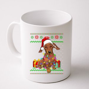 Ugly Sweater Christmas Lights Dachshund Dog Lover Gift Coffee Mug