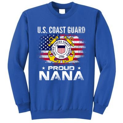 U S Coast Guard Proud Nana With American Flag Gift Veteran Gift Sweatshirt