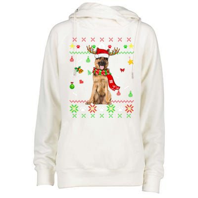 Ugly Sweater Christmas Ger Shepherd Dog Puppy Xmas Pajama Gift Womens Funnel Neck Pullover Hood