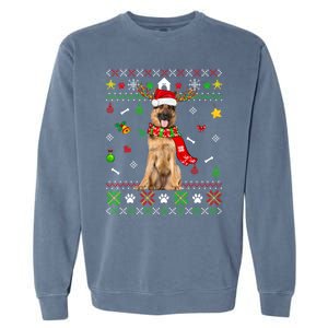 Ugly Sweater Christmas Ger Shepherd Dog Puppy Xmas Pajama Gift Garment-Dyed Sweatshirt