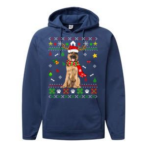 Ugly Sweater Christmas Ger Shepherd Dog Puppy Xmas Pajama Gift Performance Fleece Hoodie