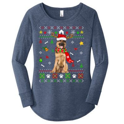 Ugly Sweater Christmas Ger Shepherd Dog Puppy Xmas Pajama Gift Women's Perfect Tri Tunic Long Sleeve Shirt