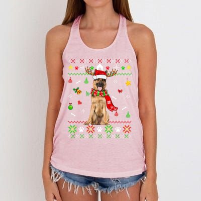 Ugly Sweater Christmas Ger Shepherd Dog Puppy Xmas Pajama Gift Women's Knotted Racerback Tank