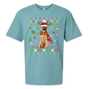 Ugly Sweater Christmas Ger Shepherd Dog Puppy Xmas Pajama Gift Sueded Cloud Jersey T-Shirt