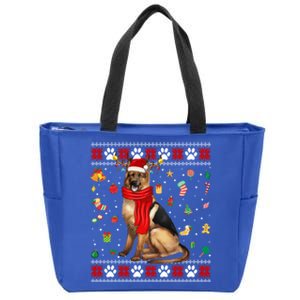 Ugly Sweater Christmas Ger Shepherd Dog Puppy Xmas Pajama Gift Zip Tote Bag