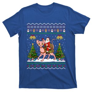 Ugly Sphynx Cat Xmas Gift Santa Riding Sphynx Cat Christmas Gift T-Shirt