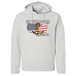 Uss South Carolina Cgn37 Cruiser Veteran Day Father Grandpa Performance Fleece Hoodie