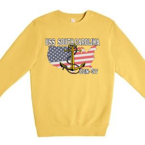 Uss South Carolina Cgn37 Cruiser Veteran Day Father Grandpa Premium Crewneck Sweatshirt