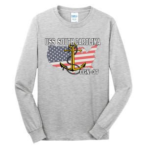 Uss South Carolina Cgn37 Cruiser Veteran Day Father Grandpa Tall Long Sleeve T-Shirt