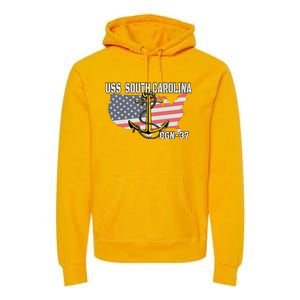 Uss South Carolina Cgn37 Cruiser Veteran Day Father Grandpa Premium Hoodie