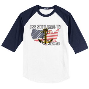 Uss South Carolina Cgn37 Cruiser Veteran Day Father Grandpa Baseball Sleeve Shirt