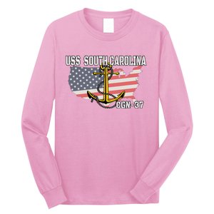 Uss South Carolina Cgn37 Cruiser Veteran Day Father Grandpa Long Sleeve Shirt