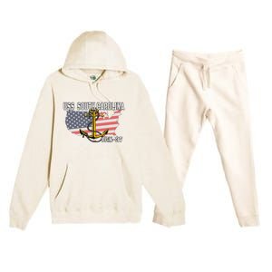 Uss South Carolina Cgn37 Cruiser Veteran Day Father Grandpa Premium Hooded Sweatsuit Set