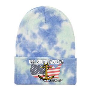 Uss South Carolina Cgn37 Cruiser Veteran Day Father Grandpa Tie Dye 12in Knit Beanie