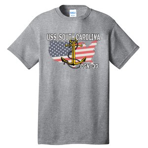 Uss South Carolina Cgn37 Cruiser Veteran Day Father Grandpa Tall T-Shirt