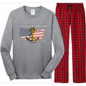 Uss South Carolina Cgn37 Cruiser Veteran Day Father Grandpa Long Sleeve Pajama Set