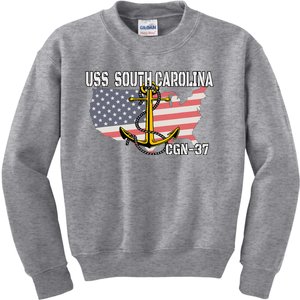 Uss South Carolina Cgn37 Cruiser Veteran Day Father Grandpa Kids Sweatshirt