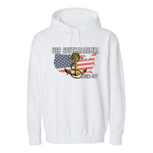 Uss South Carolina Cgn37 Cruiser Veteran Day Father Grandpa Garment-Dyed Fleece Hoodie