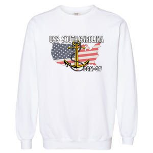 Uss South Carolina Cgn37 Cruiser Veteran Day Father Grandpa Garment-Dyed Sweatshirt