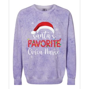 Ugly Sweater Christmas Santas Favorite Cvicu Nurse Xmas Gift Colorblast Crewneck Sweatshirt