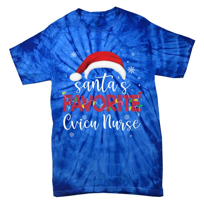 Ugly Sweater Christmas Santas Favorite Cvicu Nurse Xmas Gift Tie-Dye T-Shirt