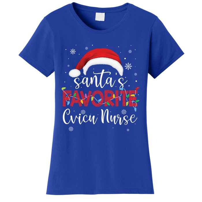 Ugly Sweater Christmas Santas Favorite Cvicu Nurse Xmas Gift Women's T-Shirt