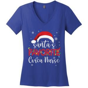 Ugly Sweater Christmas Santas Favorite Cvicu Nurse Xmas Gift Women's V-Neck T-Shirt