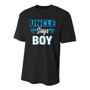 Uncle Says Cute Gender Reveal Team Blue Baby Party Youth Performance Sprint T-Shirt