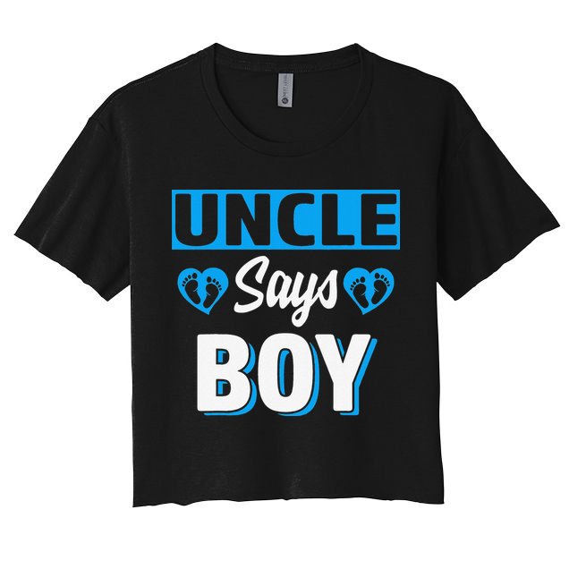 Uncle Says Cute Gender Reveal Team Blue Baby Party Crop Top