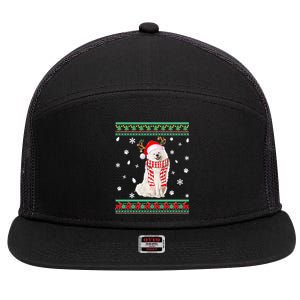 Ugly Sweater Christmas American Eskimo Dog Santa Reindeer 7 Panel Mesh Trucker Snapback Hat