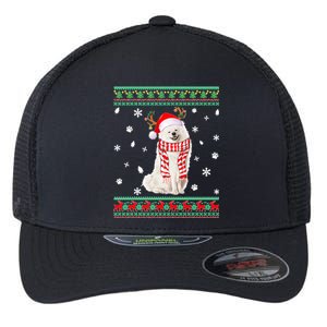 Ugly Sweater Christmas American Eskimo Dog Santa Reindeer Flexfit Unipanel Trucker Cap