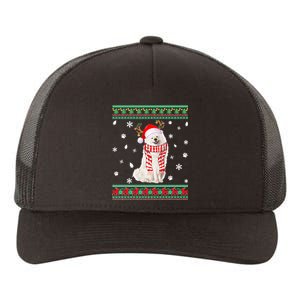 Ugly Sweater Christmas American Eskimo Dog Santa Reindeer Yupoong Adult 5-Panel Trucker Hat