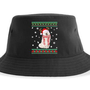 Ugly Sweater Christmas American Eskimo Dog Santa Reindeer Sustainable Bucket Hat