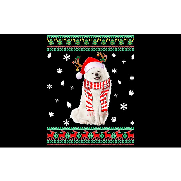 Ugly Sweater Christmas American Eskimo Dog Santa Reindeer Bumper Sticker