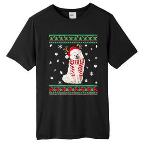 Ugly Sweater Christmas American Eskimo Dog Santa Reindeer Tall Fusion ChromaSoft Performance T-Shirt