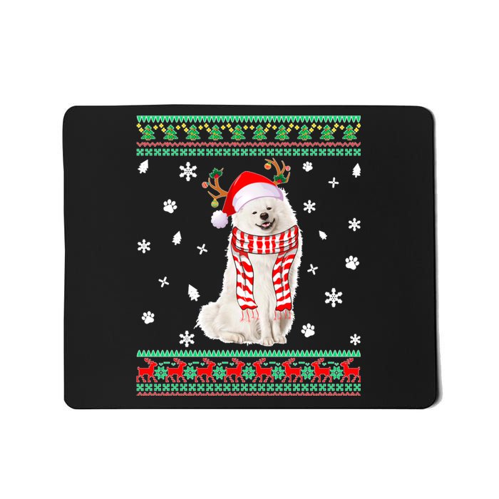 Ugly Sweater Christmas American Eskimo Dog Santa Reindeer Mousepad