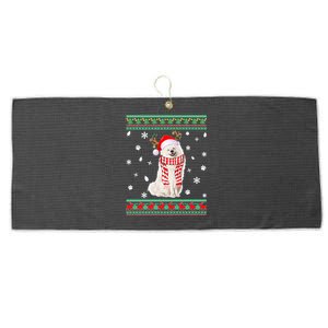 Ugly Sweater Christmas American Eskimo Dog Santa Reindeer Large Microfiber Waffle Golf Towel