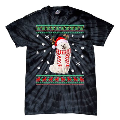 Ugly Sweater Christmas American Eskimo Dog Santa Reindeer Tie-Dye T-Shirt