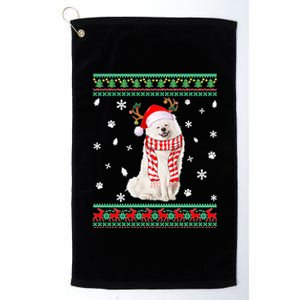 Ugly Sweater Christmas American Eskimo Dog Santa Reindeer Platinum Collection Golf Towel