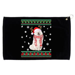 Ugly Sweater Christmas American Eskimo Dog Santa Reindeer Grommeted Golf Towel