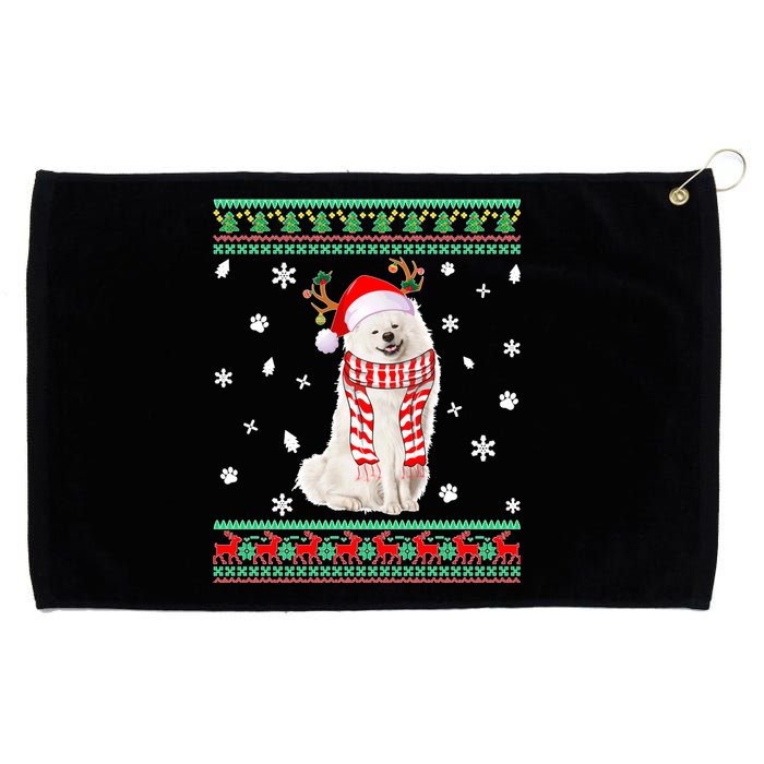 Ugly Sweater Christmas American Eskimo Dog Santa Reindeer Grommeted Golf Towel